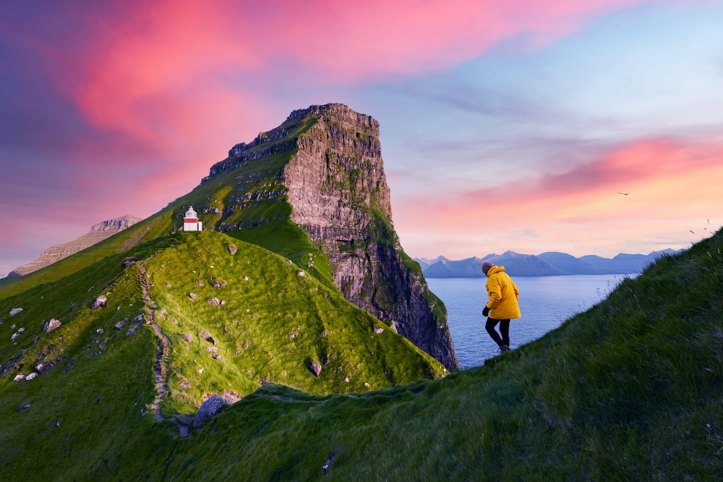 kallur lighthouse on green hills of kalsoy island 2023 11 27 05 11 47 utc